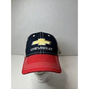 Chevrolet Snap Back Cap Trucker Hat GM Bow Tie Logo Red White Blue H3 Headwear